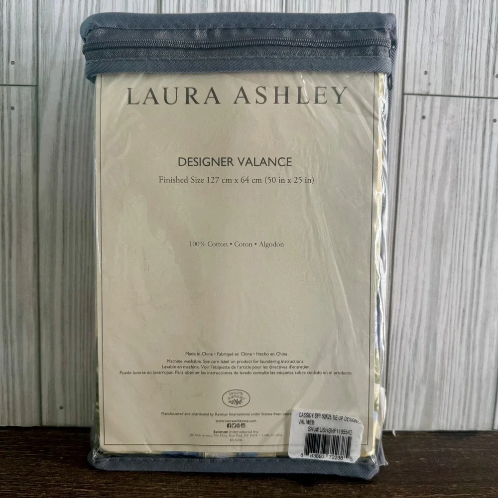 Laura Ashley Cassidy Yellow Floral Tie Up Designer Valance 50x25 100% Cotton NEW